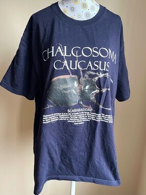 Chalcogosoma Caucasus Beetle Graphic Tee - Navy